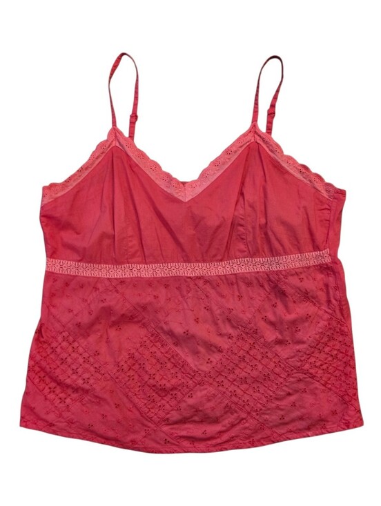 Gloria Vanderbilt Tops - Vintage Y2K Gloria Vanderbilt Pink Eyelet Lace Camisole Top - Size XL